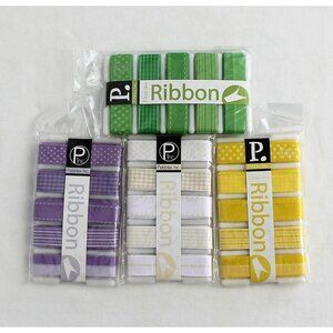 Pebbles Ribbon Lot of 4 Packs Yellow, Green, Lavender & Cream
